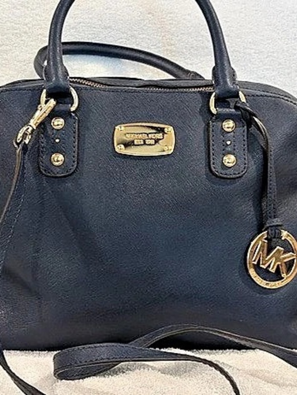 Michael Kors Emmy Large Saffiano Leather Dome Satchel Black